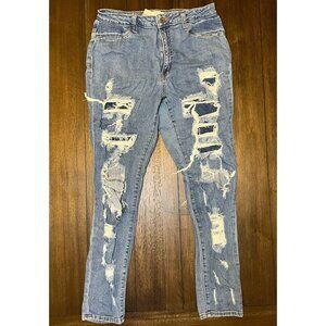 Aphrodite Light Blue Distressed Skinny Jeans